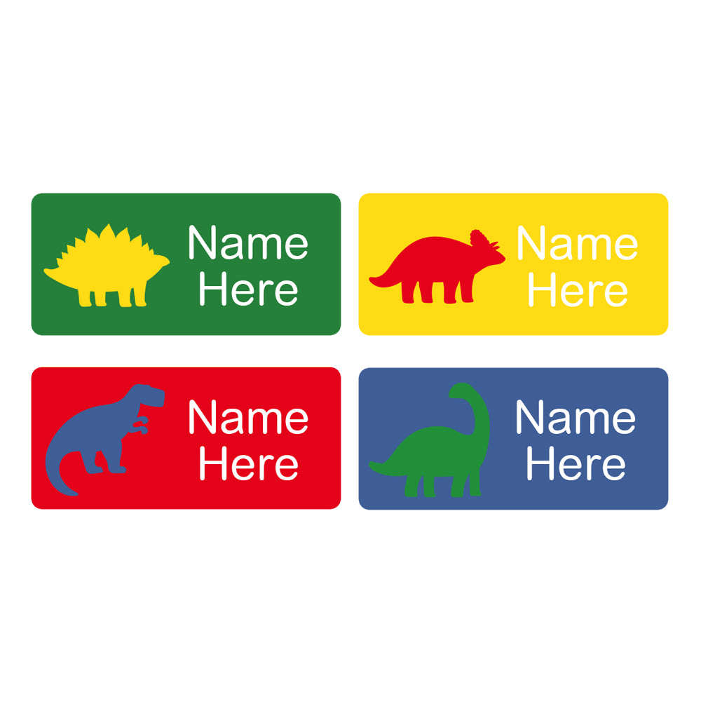 Dino Silhouette Rectangle Name Labels 32pk