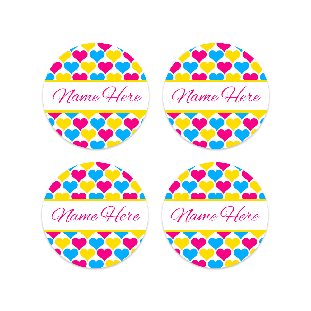 Hearts Round Name Labels 30pk