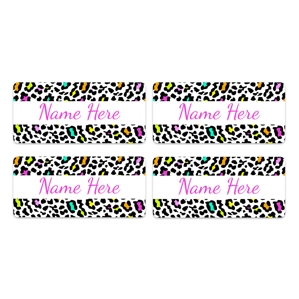 Leopard Print Rectangle Name Labels 32pk