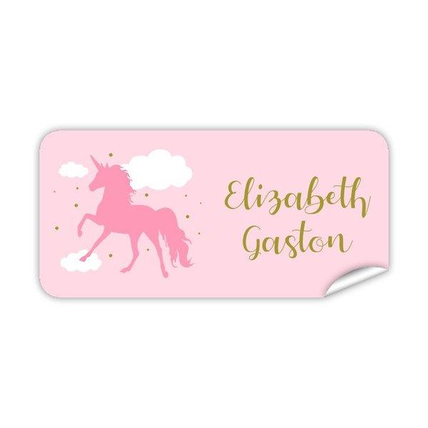 Pink Unicorn Rectangle Labels 42pk