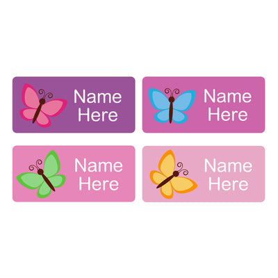 Butterfly Rectangle Name Labels 32pk