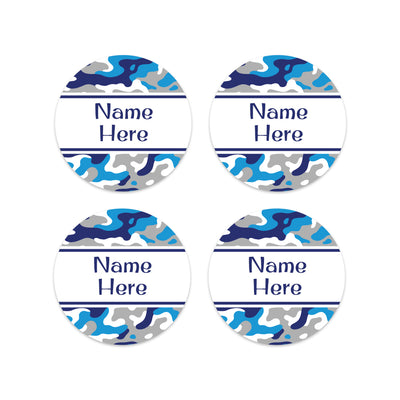 Camo Round Name Labels 30pk