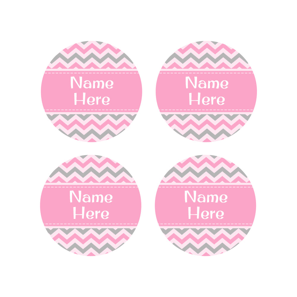 Chevron Round Name Labels 30pk