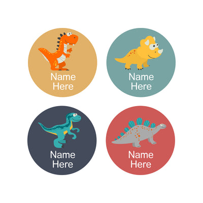 Dinosaur Round Name Labels 30pk