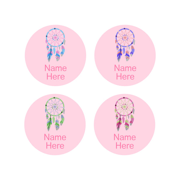 Dream Catcher Round Name Labels 30pk