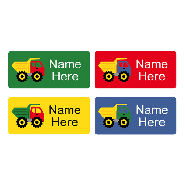 Dump Truck Rectangle Name Labels 32pk