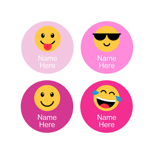 Emoji Round Name Labels 30pk