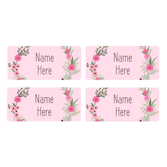 Flower Wreath Rectangle Name Labels 32pk