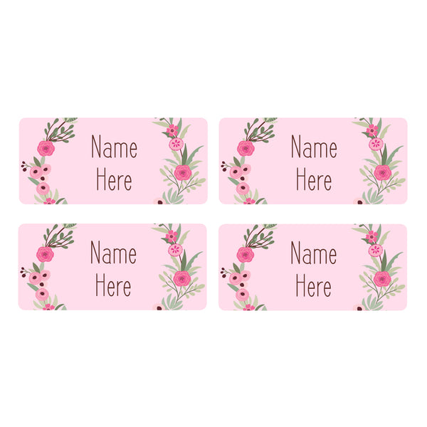 Flower Wreath Rectangle Name Labels 32pk