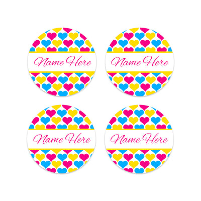 Hearts Round Name Labels 30pk