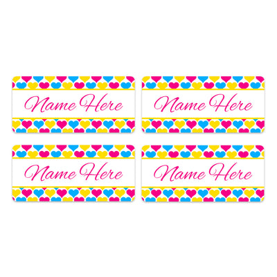 Heart Rectangle Name Labels 32pk