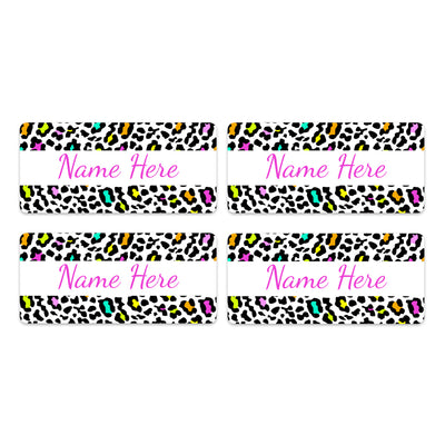 Leopard Print Rectangle Name Labels 32pk