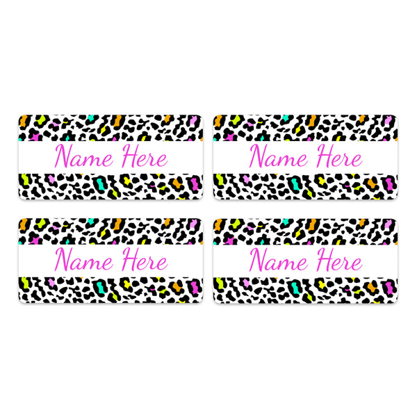Leopard Print Rectangle Name Labels 32pk