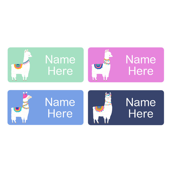 Llama Rectangle Name Labels 32pk