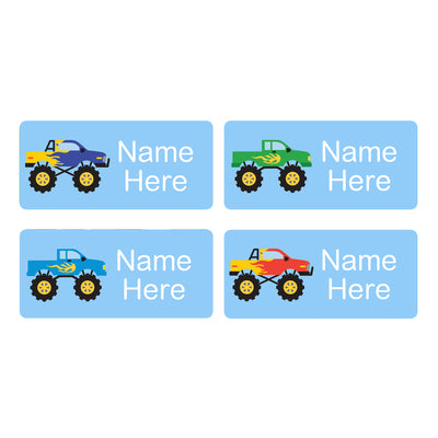 Monster Truck Rectangle Name Labels 32pk