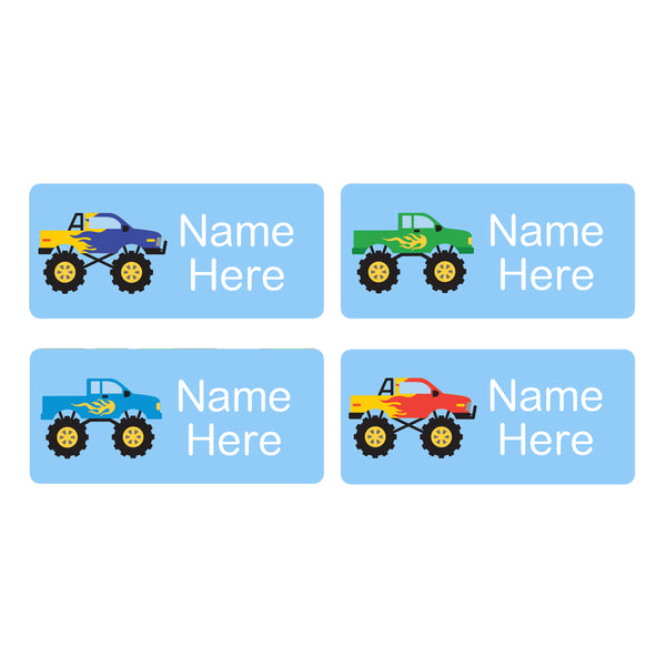 Monster Truck Rectangle Name Labels 32pk