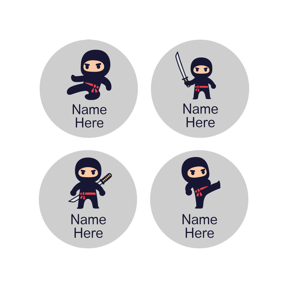 Ninja Round Name Labels 30pk