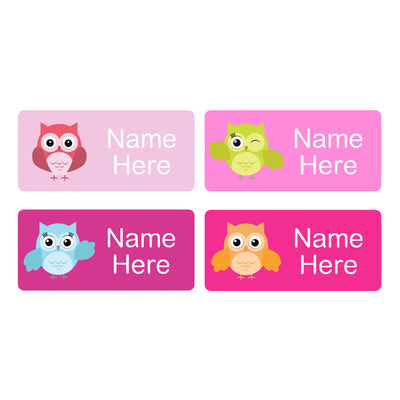 Owl Rectangle Name Labels 32pk