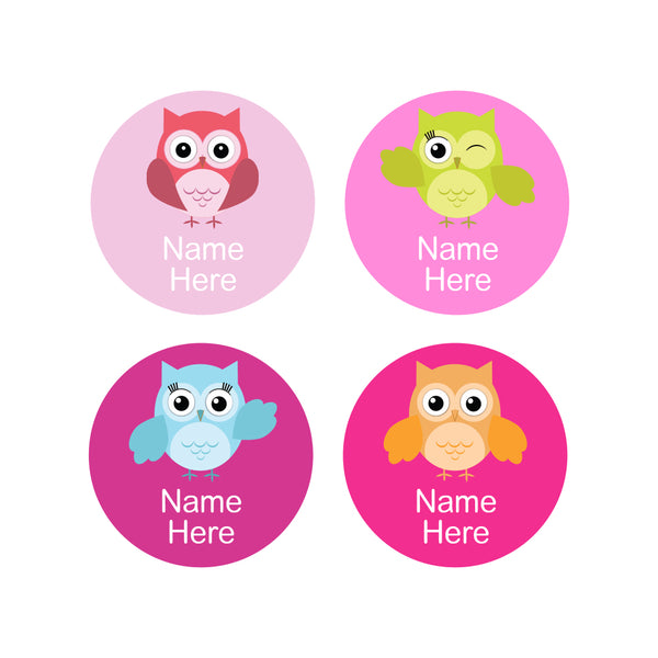 Owls Round Name Labels 30pk