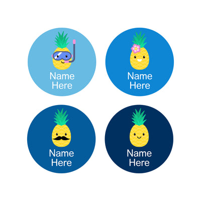 Pineapple Round Name Labels 30pk