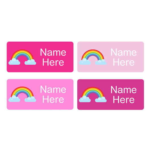 Rainbow Rectangle Name Labels 32pk