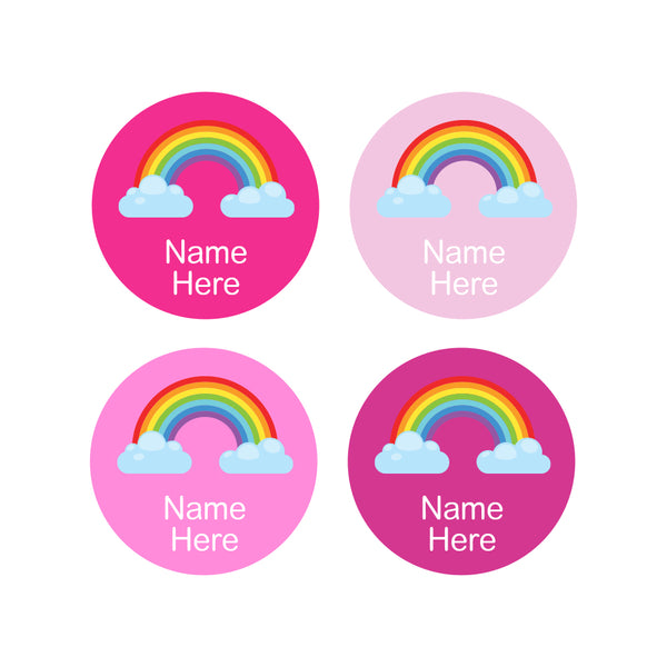 Rainbow Round Name Labels 30pk