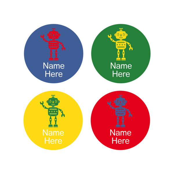 Robot Round Name Labels 30pk