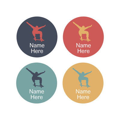 Skater Round Name Labels 30pk