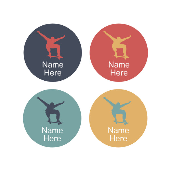 Skater Round Name Labels 30pk