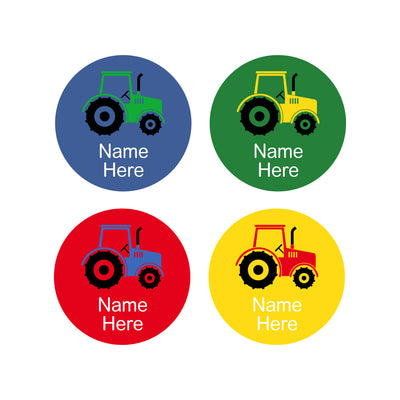Tractor Round Name Labels 30pk