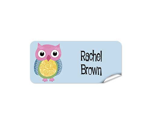 Colourful Owl 42pk Labels - Rectangle