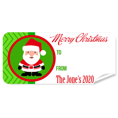 Green Santa 27pk Labels Christmas