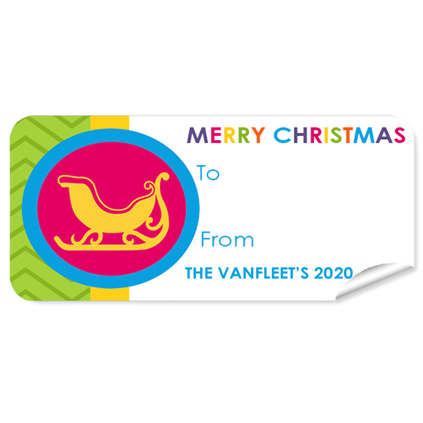 Gold Sleigh 27pk Labels Christmas