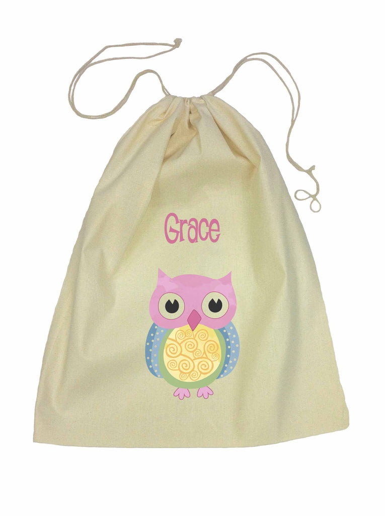 Calico Drawstring Bag - Pink Owl
