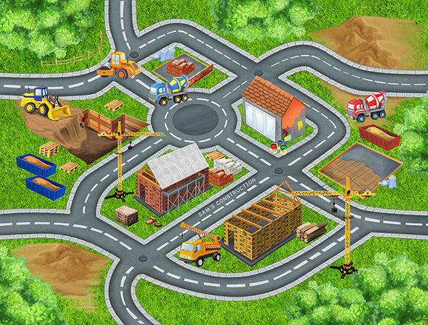 Large Construction Play Blanket