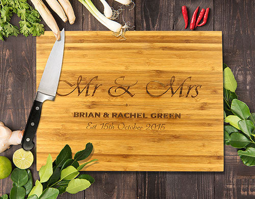 Mr &amp; Mrs Bamboo Cutting Board 12x16"