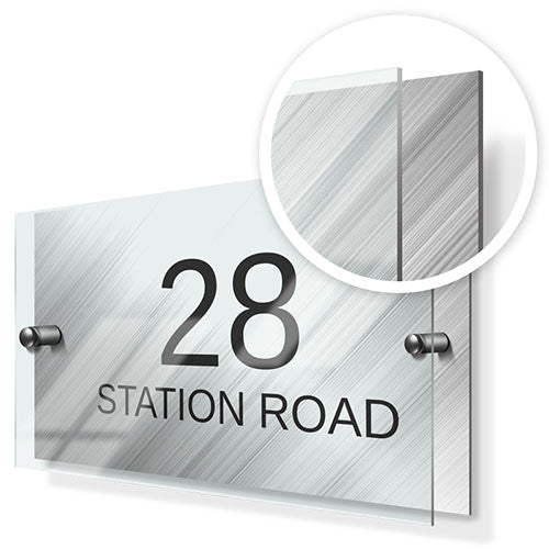 Dark Diagonal Pattern Classic Metal Sign with Premium Acrylic Front