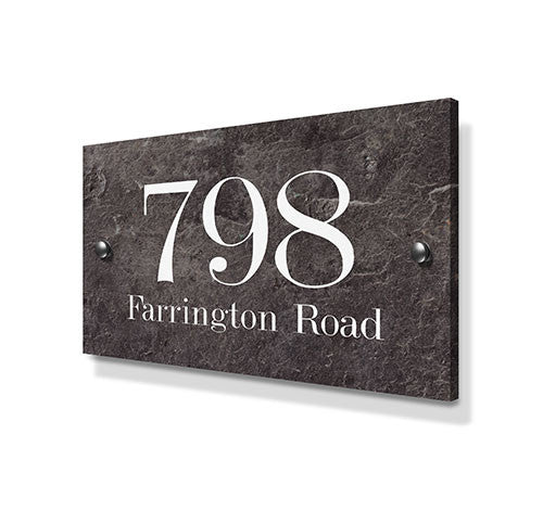Stone Effect Metal House Sign