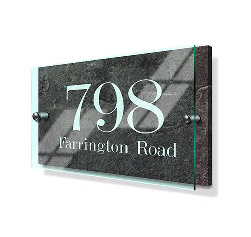 Stone Effect Classic Metal Sign with Premium Acrylic Front