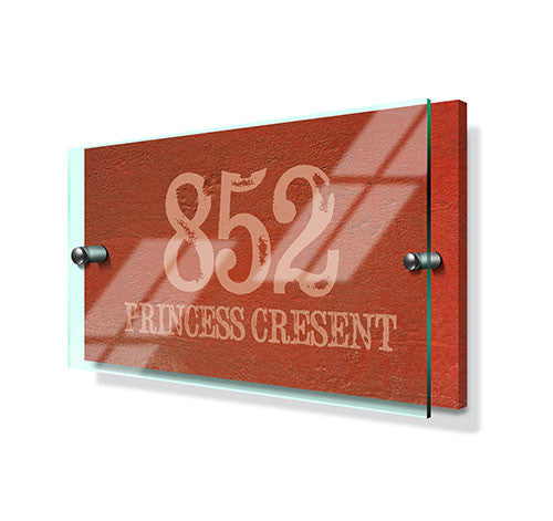 Orange Cement Effect Classic Metal Sign with Premium Acrylic Front