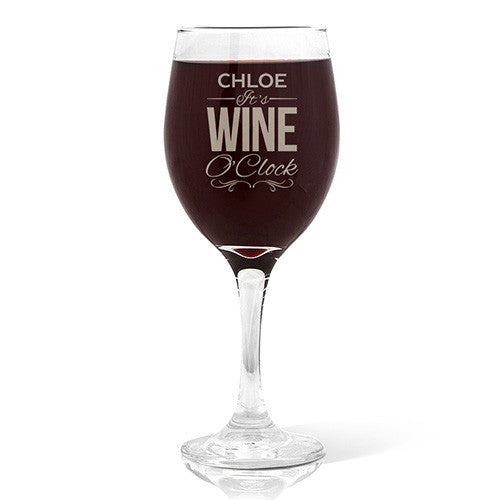 Wine O'Clock Design Wine Glass