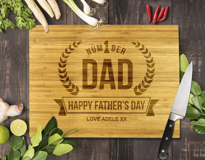 Number 1 Dad Bamboo Cutting Board 8x11"