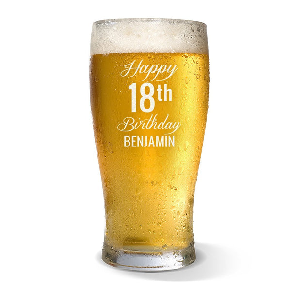 Fancy Happy Birthday Standard 425ml Beer Glass