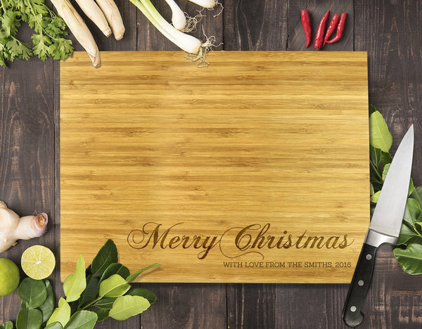 Merry Christmas Bamboo Cutting Boards 8x11"