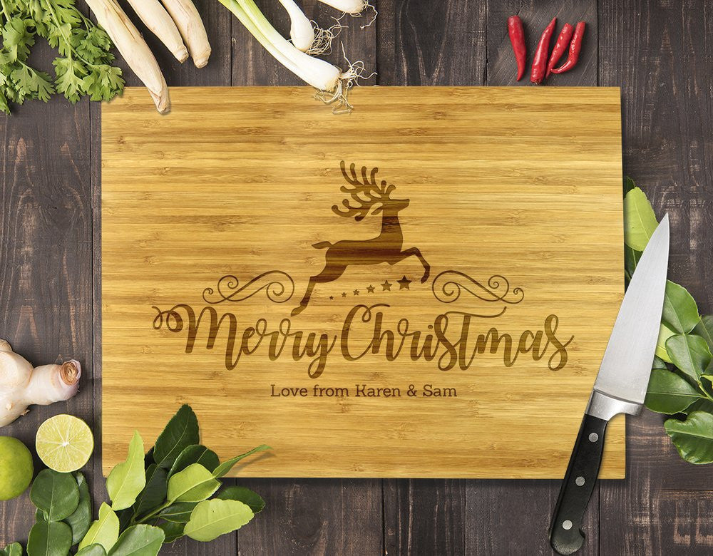 Reindeer Christmas Bamboo Cutting Boards 8x11"