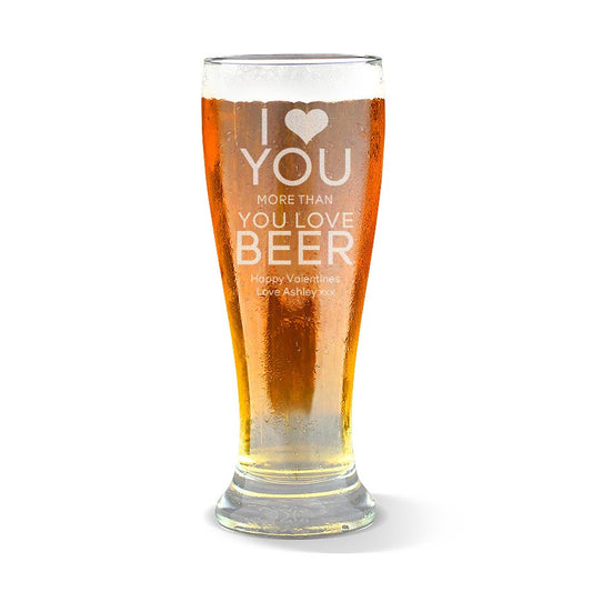 Love You Premium 425ml Beer Glass