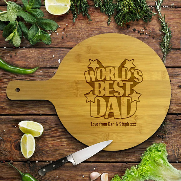 World's Best Dad Round Bamboo Serving Board