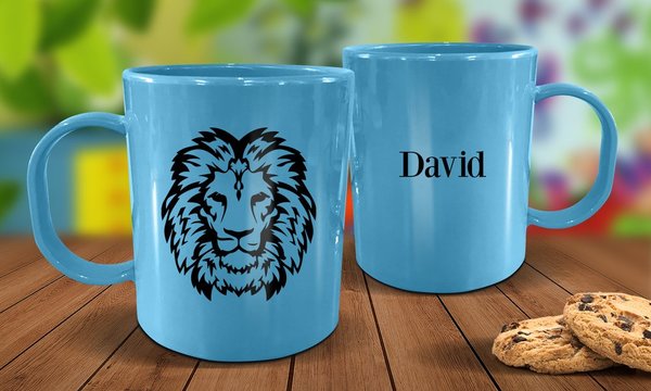 Lion Plastic Mug - Blue