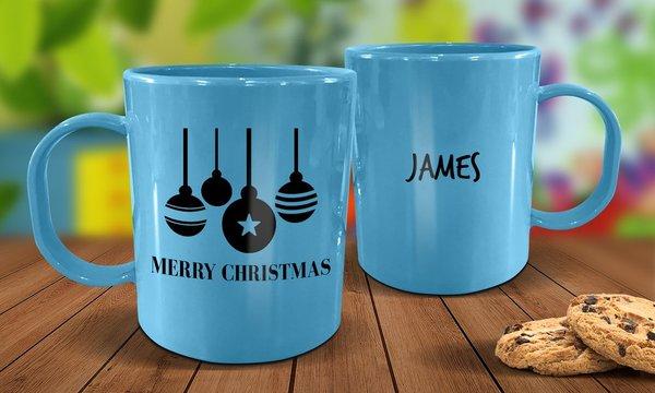 Bauble Plastic Christmas Mug - Blue