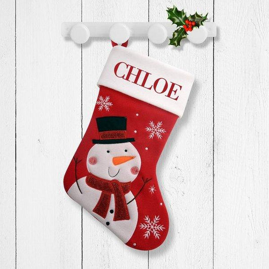White Snowman Red Santa Stocking